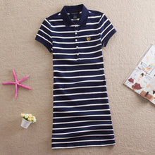 Load image into Gallery viewer, Embroidery Striped Polo Casual Dress