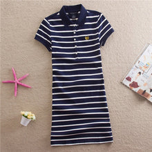 Load image into Gallery viewer, Embroidery Striped Polo Casual Dress