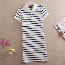 Load image into Gallery viewer, Embroidery Striped Polo Casual Dress