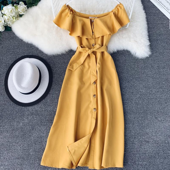 Yellow Midi Long Dress
