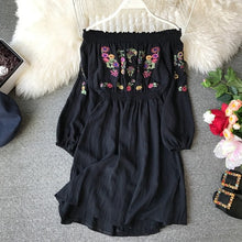 Load image into Gallery viewer, Embroidery Flower Mini Short Dress