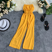 Load image into Gallery viewer, Strapless Yellow Jumpsuit