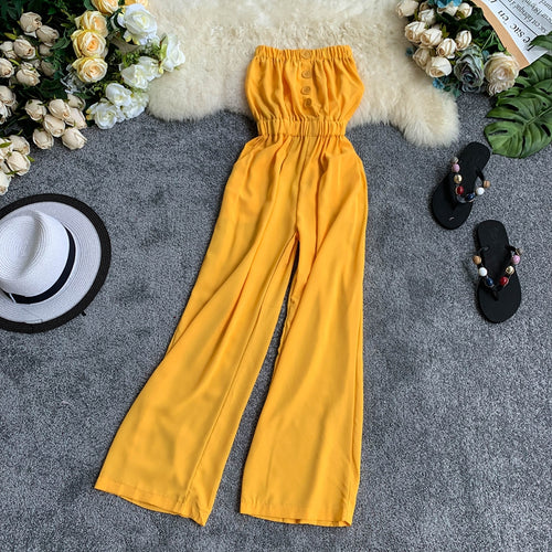 Strapless Yellow Jumpsuit