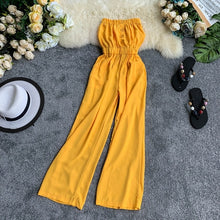 Load image into Gallery viewer, Strapless Yellow Jumpsuit